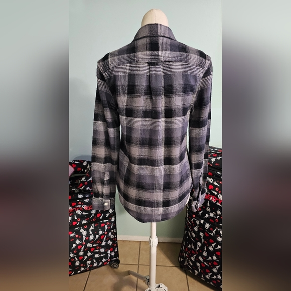 FREE ASSEMBLY Black And Gray Flannel Shirt Can Be Ues As a Light Jacket - Picture 3 of 7